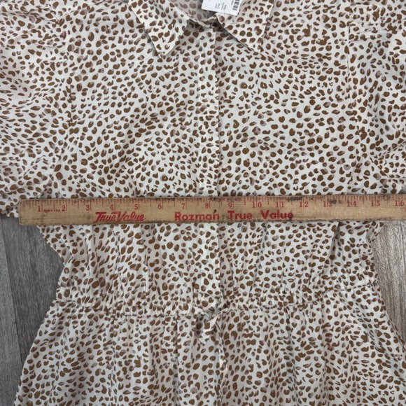 J. Crew Leopard Print Shirtdress Button Front Tie Waist Short Sleeve Size 2 - Picture 5 of 7